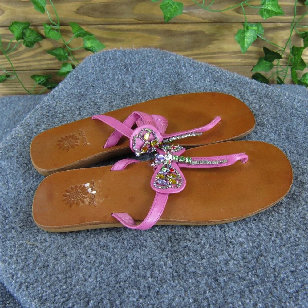 Yellow Box Women's Singer Thong Pink Leather Sz 9 Medium Gently Used 2025 - Picture 3 of 6